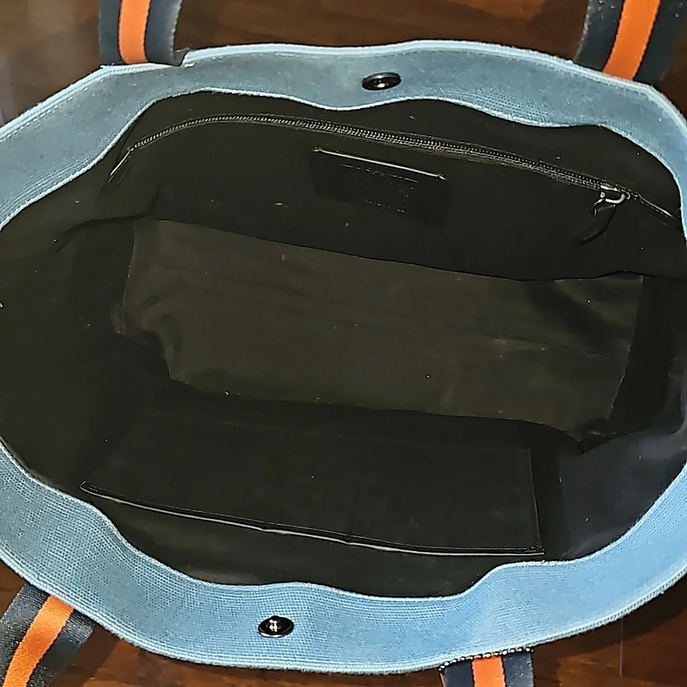 Coach Tote Bag 38 In Colorblock - Indigo Blue - Picture 10 of 13